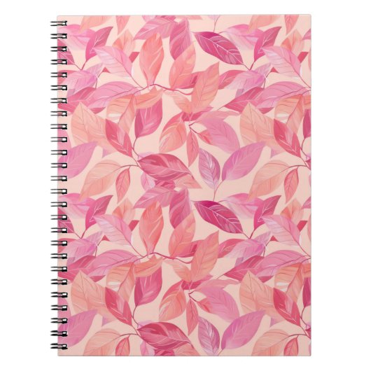 Pink Botanical Leaf Muster Spiral Foto Notebook Notizblock (Vorderseite)