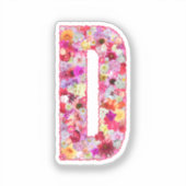 Pink Botanical Monogram Floral Letter D Initial Aufkleber (Vorderseite)