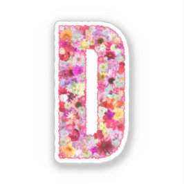 Pink Botanical Monogram Floral Letter D Initial Aufkleber