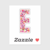 Pink Botanical Monogram Floral Letter E Initial Aufkleber (Blatt)