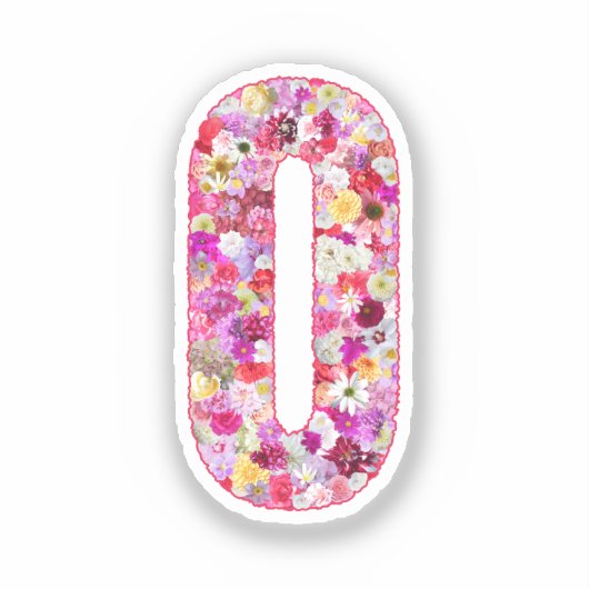 Pink Botanical Monogram Floral Letter O Initial Aufkleber (Vorderseite)