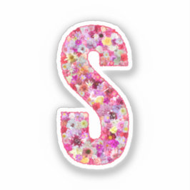Pink Botanical Monogram Floral Letter S Initial Aufkleber