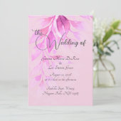 Pink Botanical Wedding Invitation Einladung (Stehend Vorderseite)