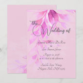 Pink Botanical Wedding Invitation Einladung (Vorne/Hinten)