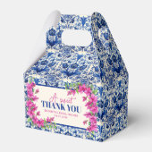 Pink Bougainvillea Blue Tile Brautparty Geschenkschachtel (Rückseite)