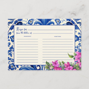 Pink Bougainvillea Blue Tile Brautparty Rezept Begleitkarte
