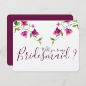 Pink Bougainvillea Blume Bridesmaid Einladung (Vorne/Hinten)