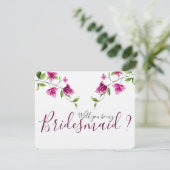 Pink Bougainvillea Blume Bridesmaid Einladung (Stehend Vorderseite)