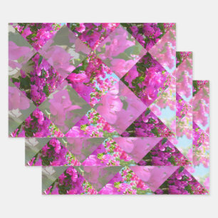 Pink Bougainvillea Blume Diamond Cut Design, Geschenkpapier Set