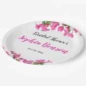 Pink Bougainvillea Floral Bridal Shower Pappteller (Schrägansicht)