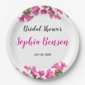 Pink Bougainvillea Floral Bridal Shower Pappteller (Vorderseite)