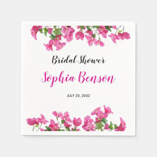 Pink Bougainvillea Floral Bridal Shower Serviette (Vorderseite)