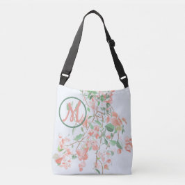 Pink Bougainvillea Floral Monogram Wasserfarbe Tragetaschen Mit Langen Trägern