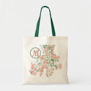 Pink Bougainvillea Monogram Watercolor Tragetasche