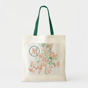 Pink Bougainvillea Monogram Watercolor Tragetasche