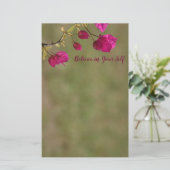 Pink Bougainvillea Motivierend Briefpapier (Stehend Vorderseite)