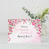 Pink Bougainvillea Tropical Forest Bridesmaid Card Menükarte (Stehend Vorderseite)