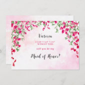 Pink Bougainvillea Tropical Forest Bridesmaid Card Menükarte (Vorne/Hinten)