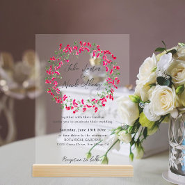 Pink Bougainvillea Tropical Forest Polterabend Acryleinladungen