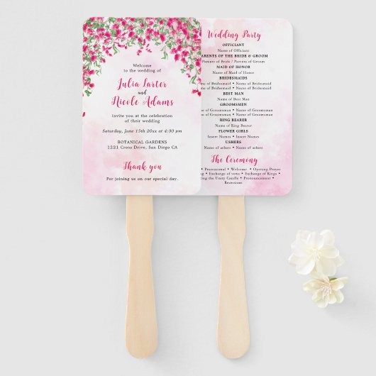 Pink Bougainvillea Tropical Forest Polterabend Fächer (Vorne und Hinten)