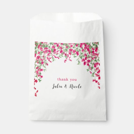 Pink Bougainvillea Tropical Forest Polterabend Geschenktütchen (Vorderseite)