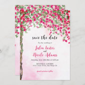 Pink Bougainvillea Tropical Forest Polterabend Save The Date (Vorne/Hinten)
