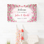 Pink Bougainvillea Tropical Forest Wedding Banner (Insitu)