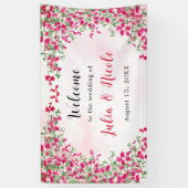Pink Bougainvillea Tropical Forest Wedding Banner (Vertikal)
