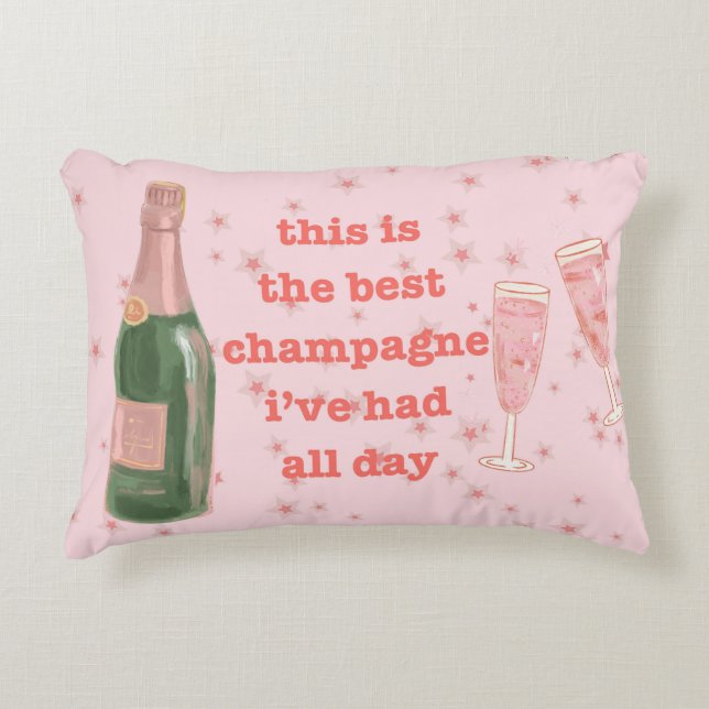 Pink Bougie Champagner Flaschenangebot Dekokissen (Vorderseite)