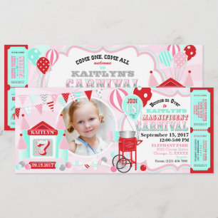 Pink Bounce House Karneval Geburtstag Einladung