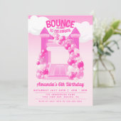 Pink Bounce House Party Einladung (Stehend Vorderseite)
