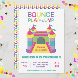 PINK BOUNCE PLAY UND JUMP INVITATION ANKÜNDIGUNG