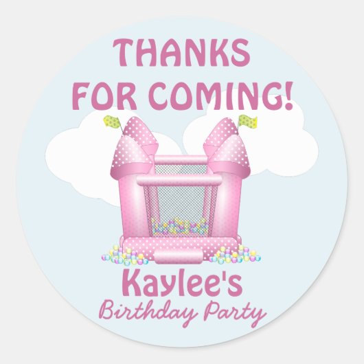 Pink Bouncy Bounce House Geburtstagskopf Sticker (Vorderseite)