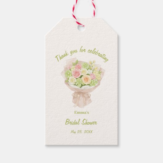 pink bouquet Bridal Shower Geschenkanhänger (Vorderseite)