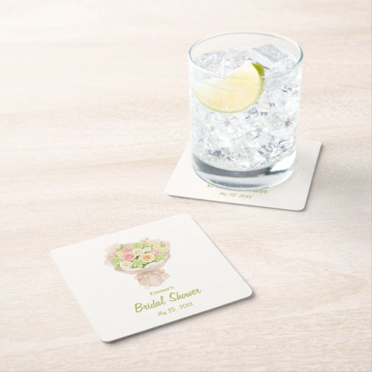 pink bouquet Bridal Shower Rechteckiger Pappuntersetzer (Vor Ort)