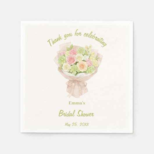 pink bouquet Bridal Shower Serviette (Vorderseite)
