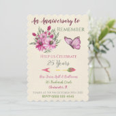 Pink Bouquet Einladung (Stehend Vorderseite)