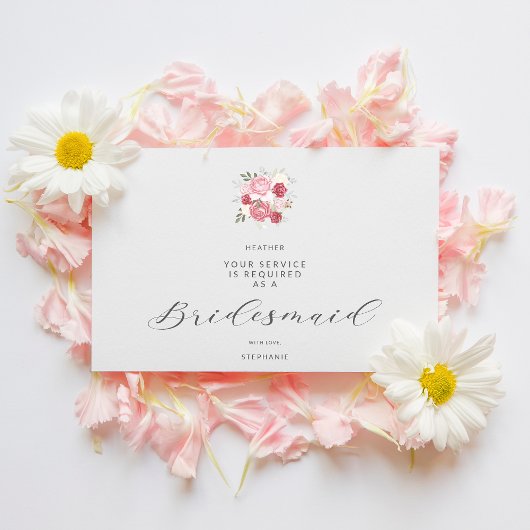 Pink Bouquet Will You Be My Junior Bridesmaid Postkarte