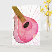 Pink Bouzouki Musikinstrument Kunst Karte (Gelbe Blume)
