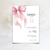 Pink Bow 11th Birthday Invitation for Girls Einladung