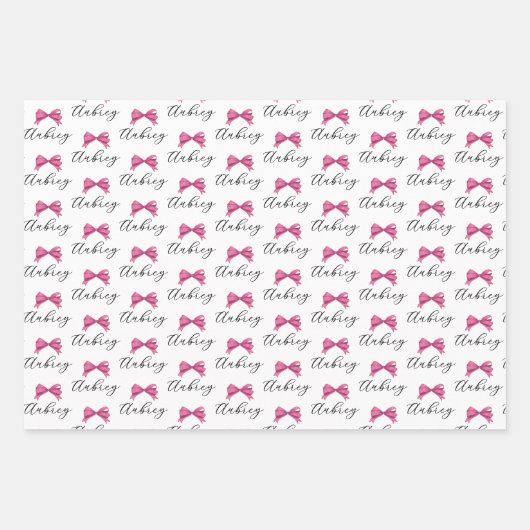 Pink Bow 12 Foto Collage Abschluss Muster Geschenkpapier Set (Vorderseite 2)