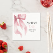 Pink Bow 13th Birthday for Girls Serviette (Beispiel)