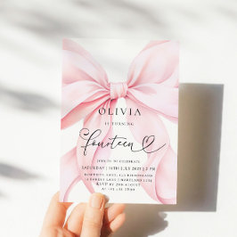 Pink Bow 14. Geburtstagsparty Einladung