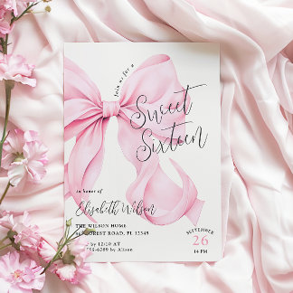 Pink Bow 16 . Geburtstag Geburtstag Einladung
