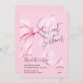 Pink Bow 16 . Geburtstag Geburtstag Einladung (Vorne/Hinten)