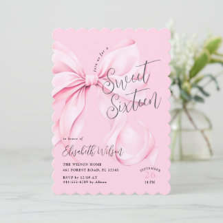 Pink Bow 16 . Geburtstag Geburtstag Einladung