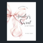 Pink Bow 16 . Geburtstag Geburtstag Willkommen Poster<br><div class="desc">Pink Bow 16 . Geburtstag Geburtstag WELCOME POSTER für eine moderne Bugästhesie 16. Geburtstagsfeier</div>