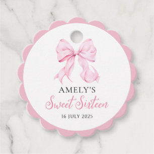 Pink Bow 16 . Geburtstag Geburtstags-Liebesmarken Geschenkanhänger