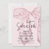 Pink Bow 16th Birthday ⎮ Elegant Sweet 16 Einladung (Vorderseite)