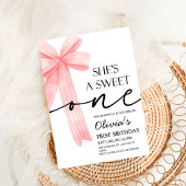 Pink Bow 1. Geburtstag Einladung